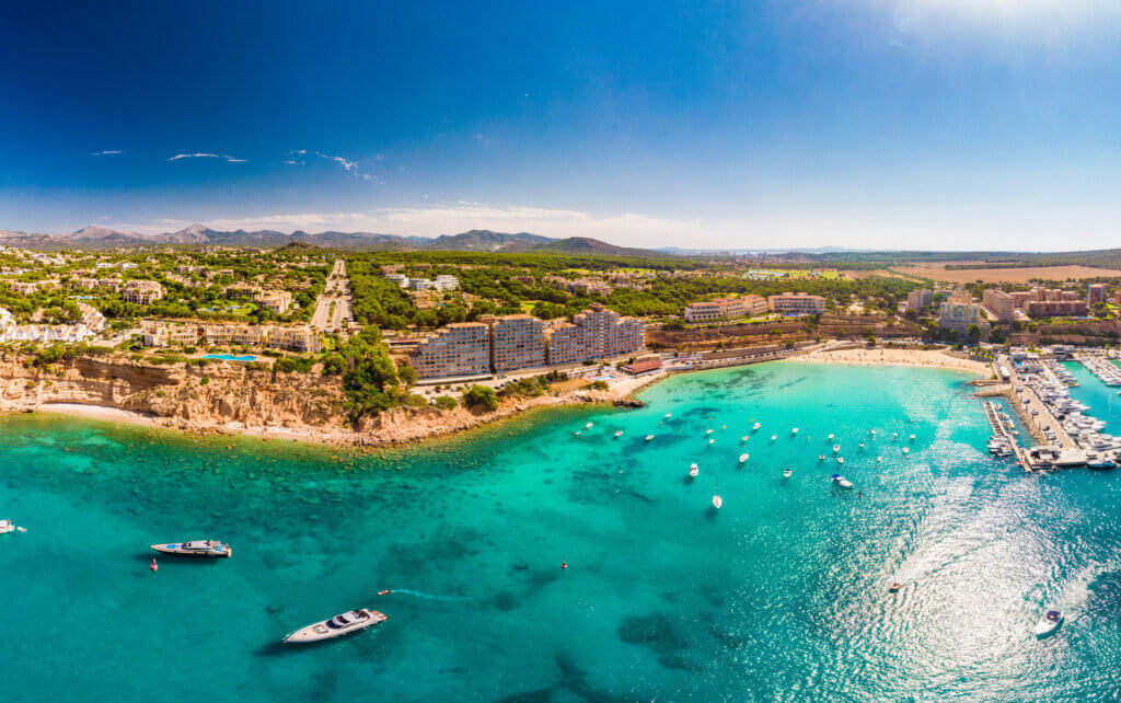 Aerial view, marina Port Adriano, El Toro, Majorca