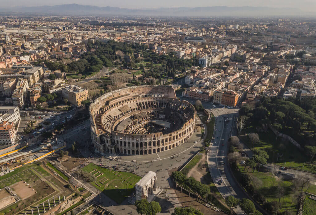 Aerial view of Colosseum